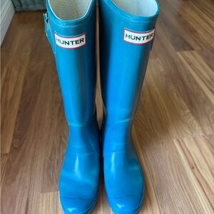 Hunter Glossy Teal Knee-High Rain Boots